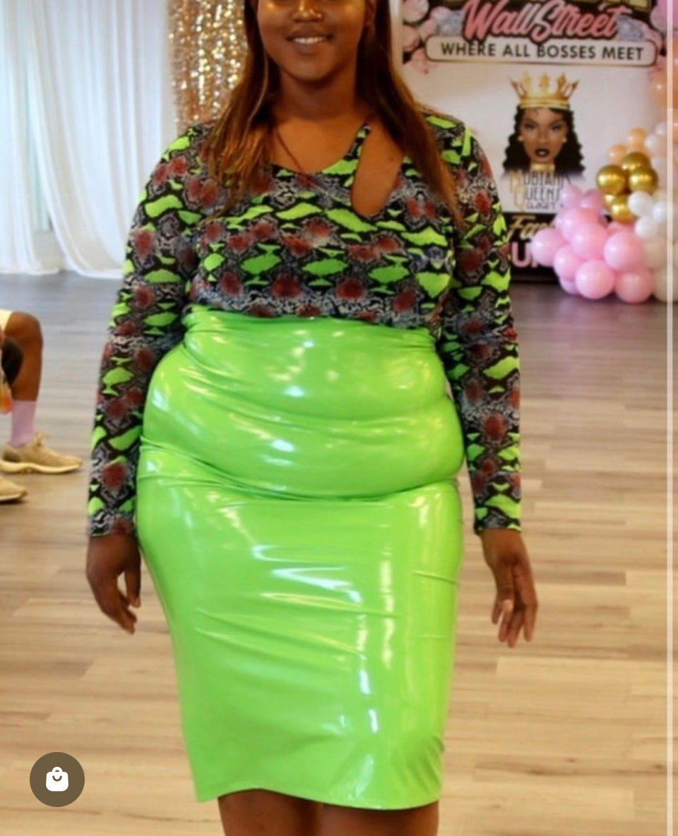 Neon Green Leather skirt